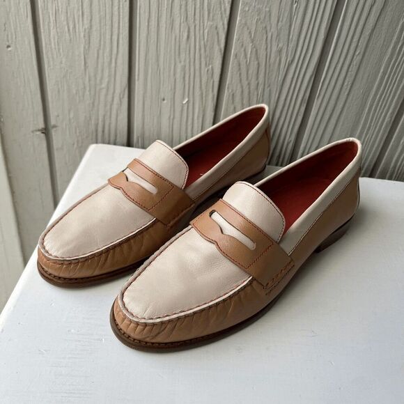 Vintage 90s Cole Haan Loafers 9 Cream Tan Penny Shoes NWOB - Picture 4 of 15